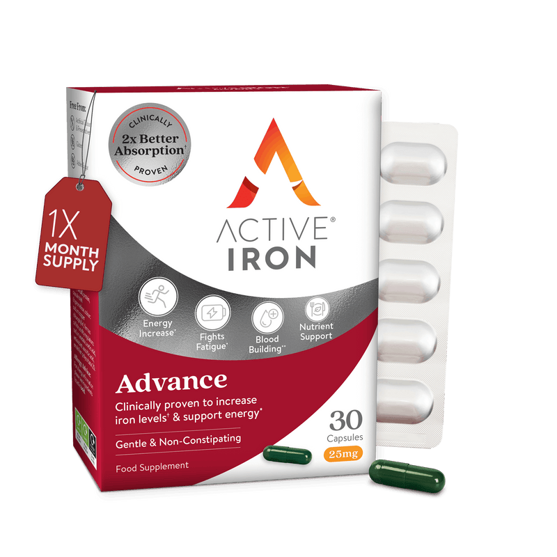 Active Iron Advance | 25mg Non-Constipating Iron | 30 Iron Capsules | 30 Day Supply