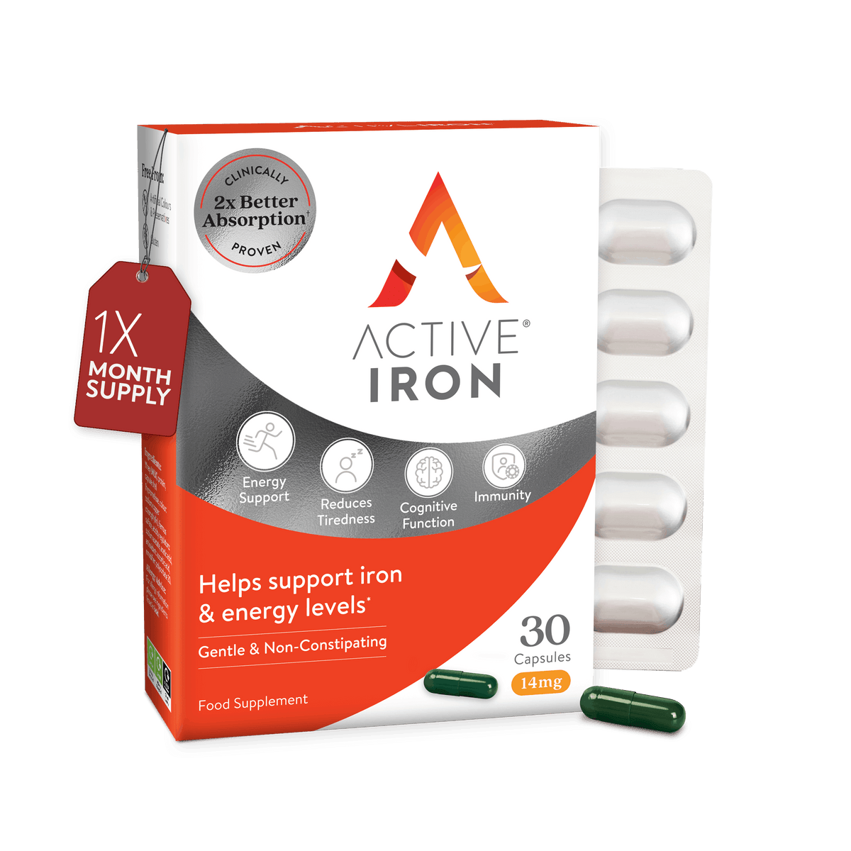 Active Involver Active Iron Advance | 25mg Non-Constipating Iron | 30 Iron Capsules