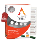 Active Iron | 14mg Non-Constipating Iron | 30 Iron Capsules | 30 Day Supply