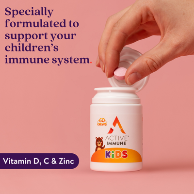 Active Immune for Kids | Vitamins D C and Zinc | Vitamins for Kids Immune System | 60 Orange Flavoured Chews