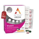 Active Iron Women | Iron + Complete Multivitamin for Women | 30 Iron Capsules + 30 Multivitamin Tablets | 30 Day Supply