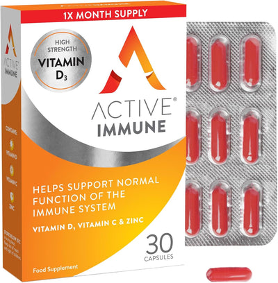 Active Immune | Vitamin D C and Zinc | 30 Capsule Pack