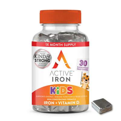 Active Iron Kids | Iron for Kids | 30 Blackcurrant Flavoured Chews