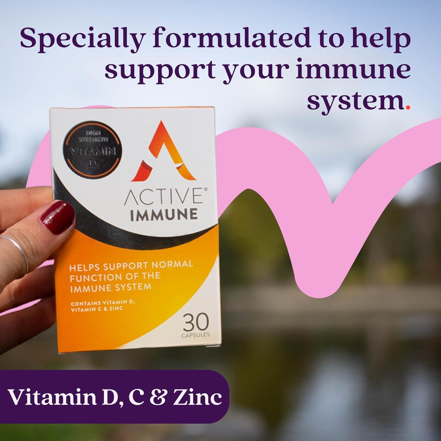 Active Immune | Vitamin D C and Zinc | 30 Capsule Pack